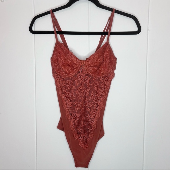 Princess Polly Lace Corset Bodysuit Burnt Orange Size 4 - Picture 1 of 6